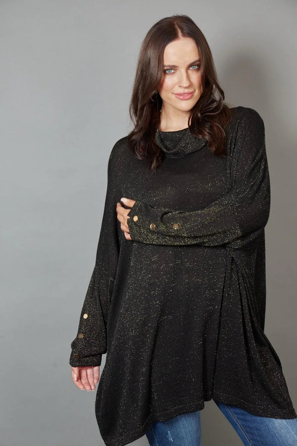 Eb&Ive Tyra Knitted Dress in Ebony Black with Glitter (ONE SIZE)