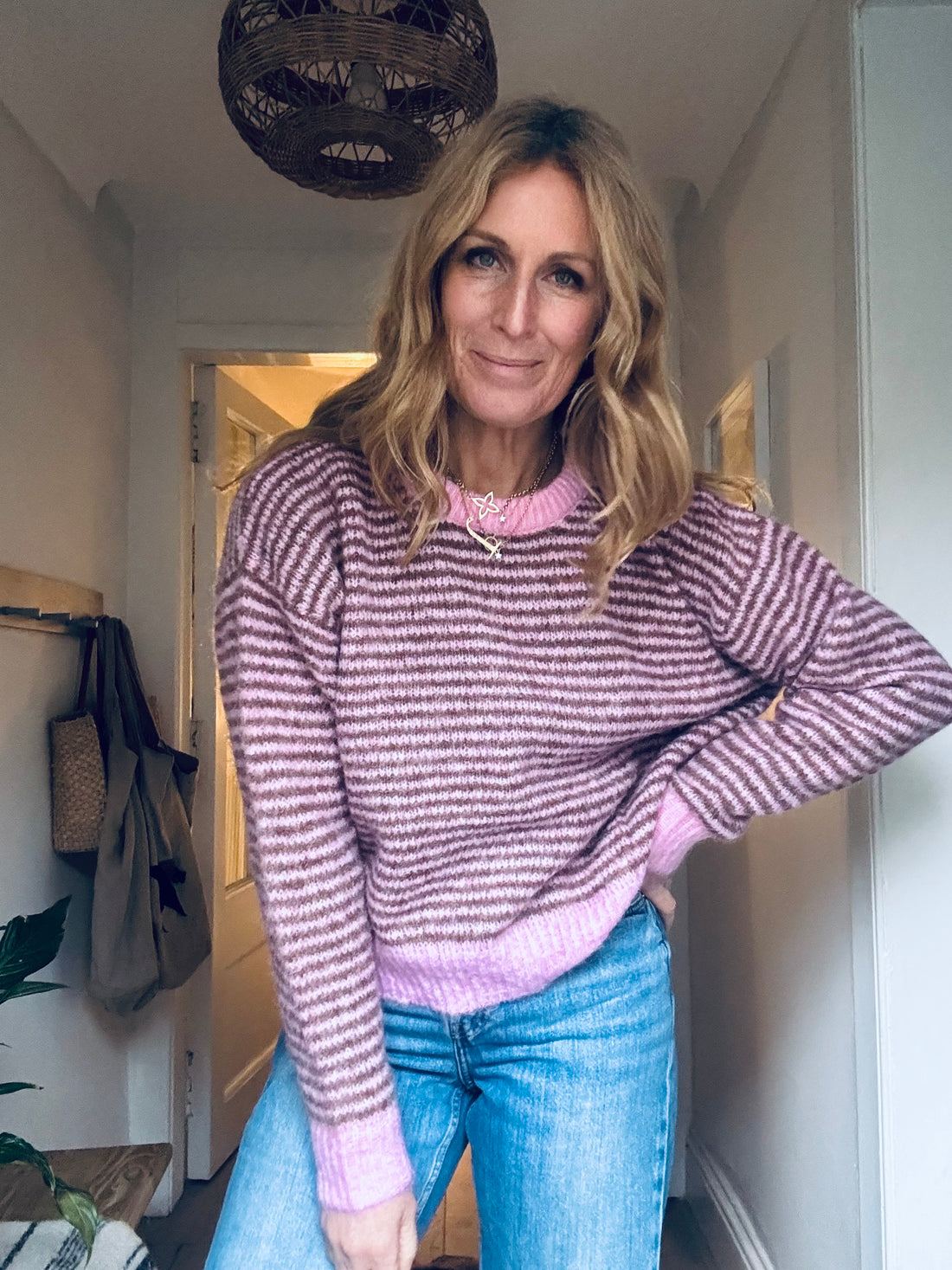 Stripe Pink and Brown knit (one size)