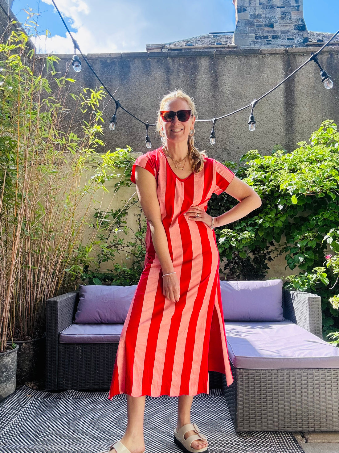Striped Dress in Red (one size)