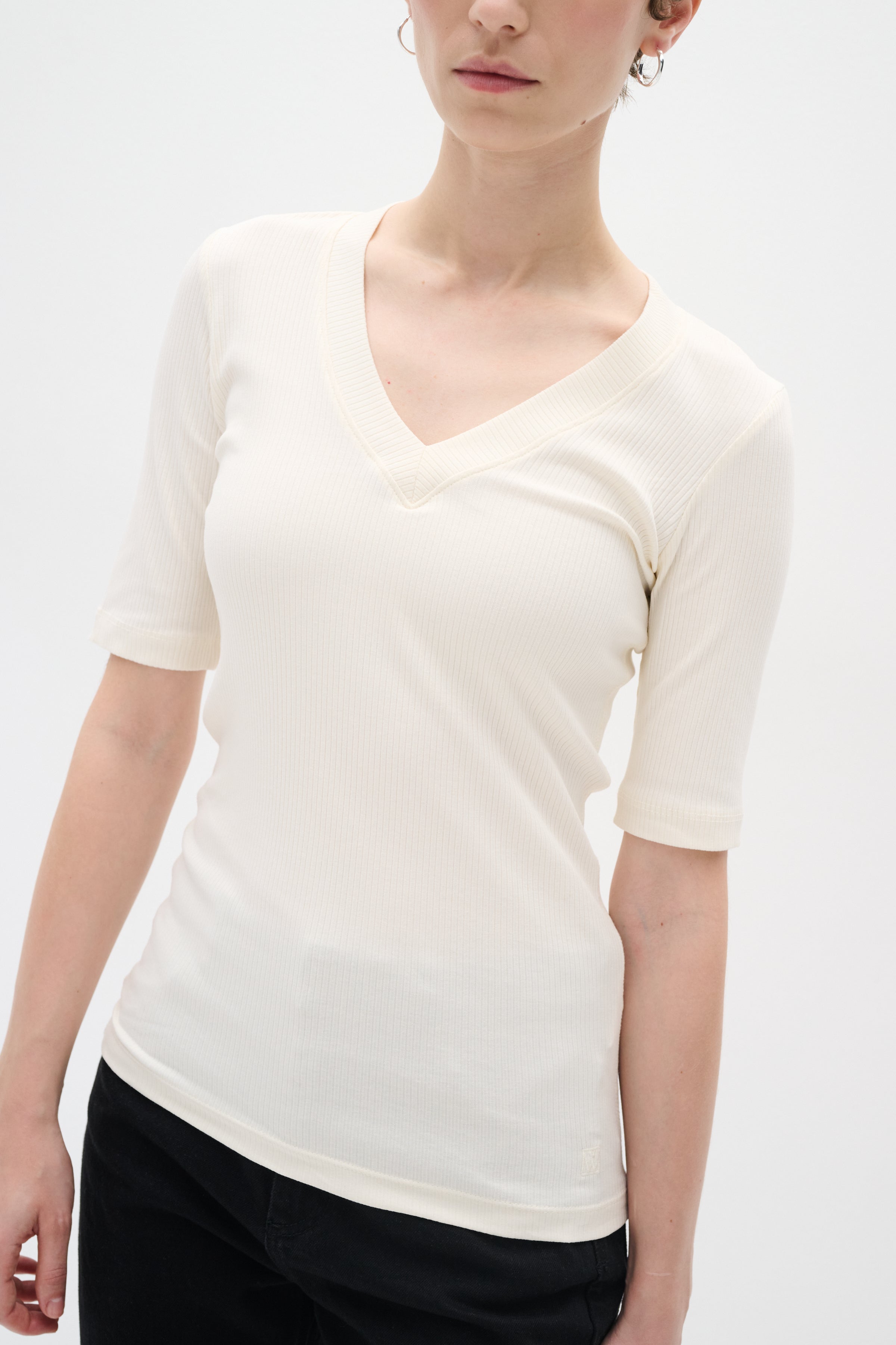 InWear Dagna V-Neck T-Shirt in Whisper White