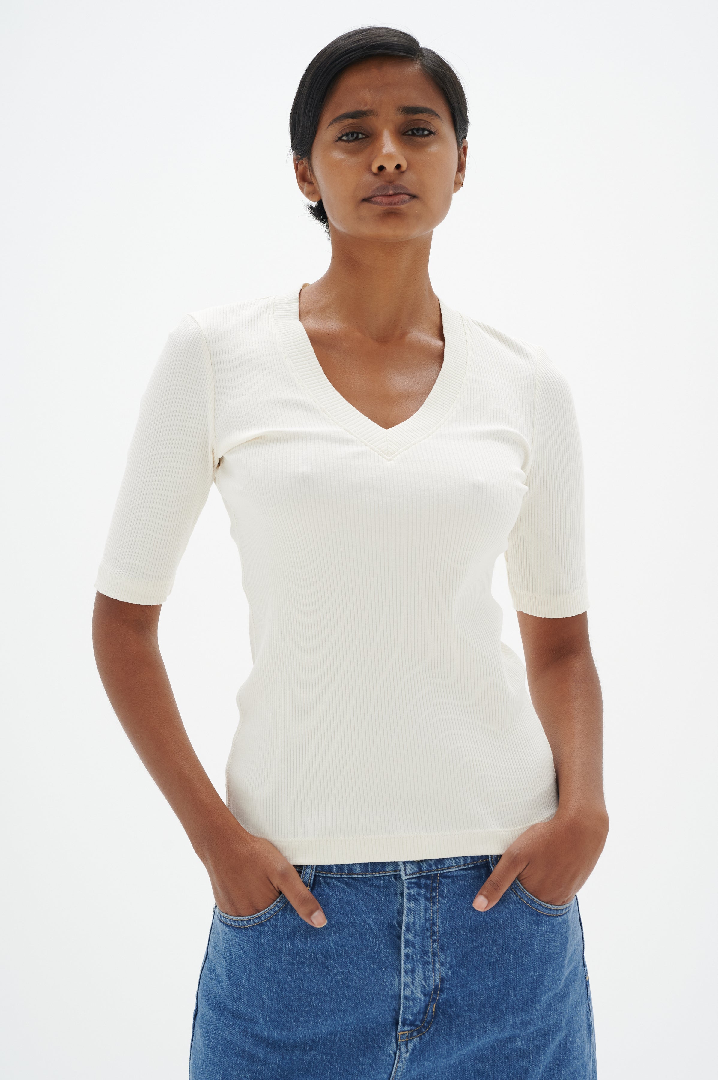 InWear Dagna V-Neck T-Shirt in Whisper White