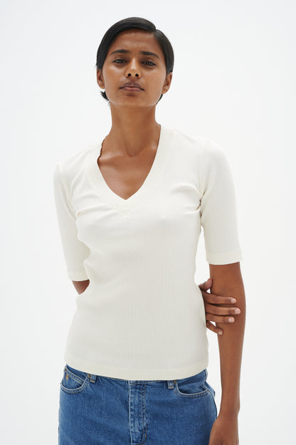 InWear Dagna V-Neck T-Shirt in Whisper White