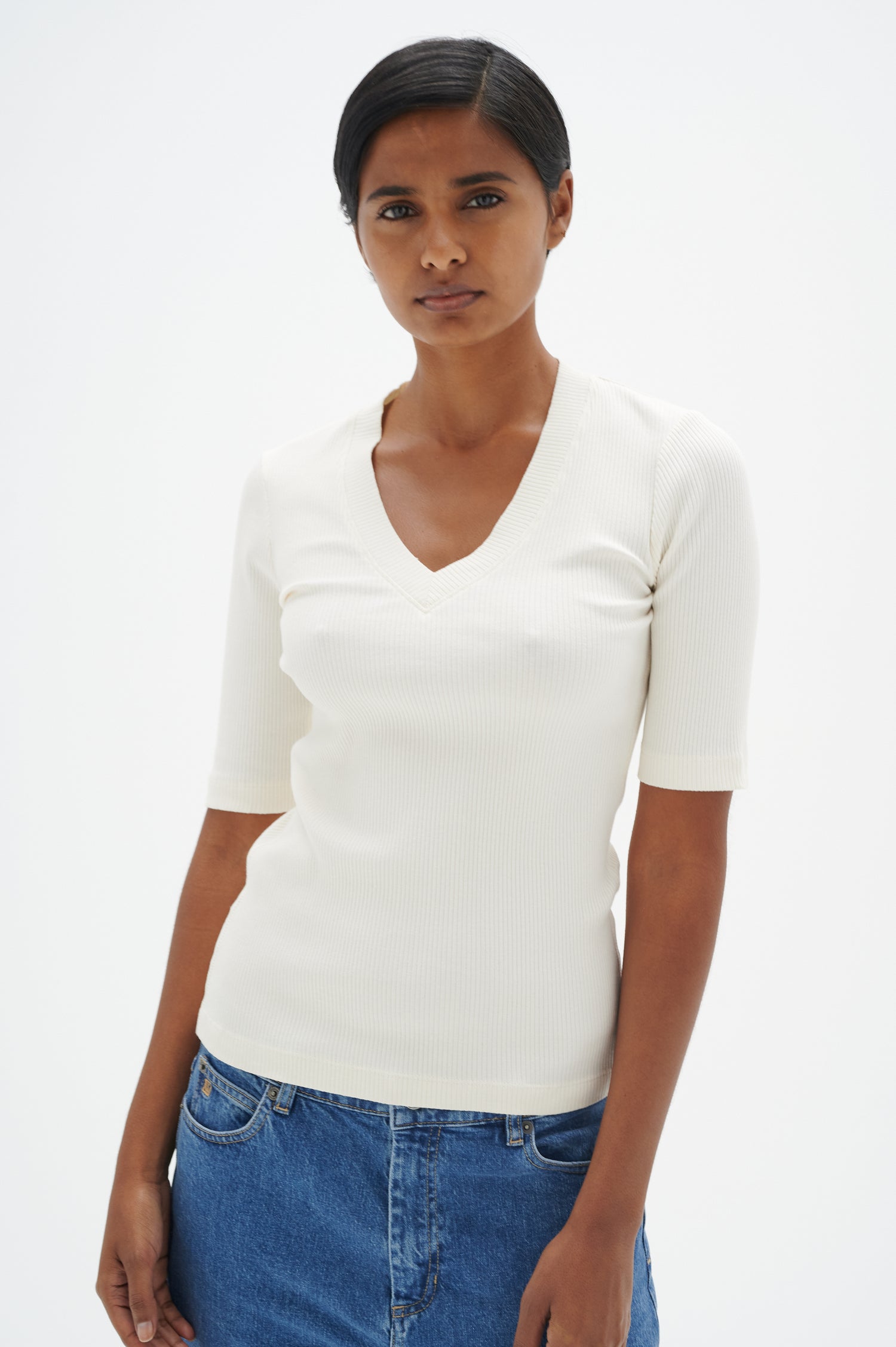 InWear Dagna V-Neck T-Shirt in Whisper White