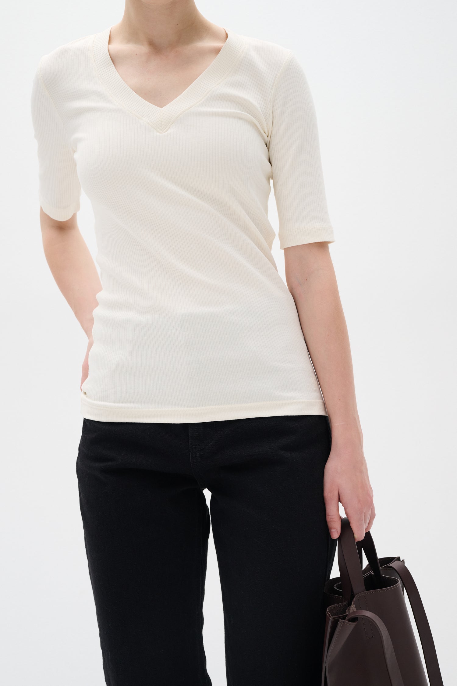 InWear Dagna V-Neck T-Shirt in Whisper White