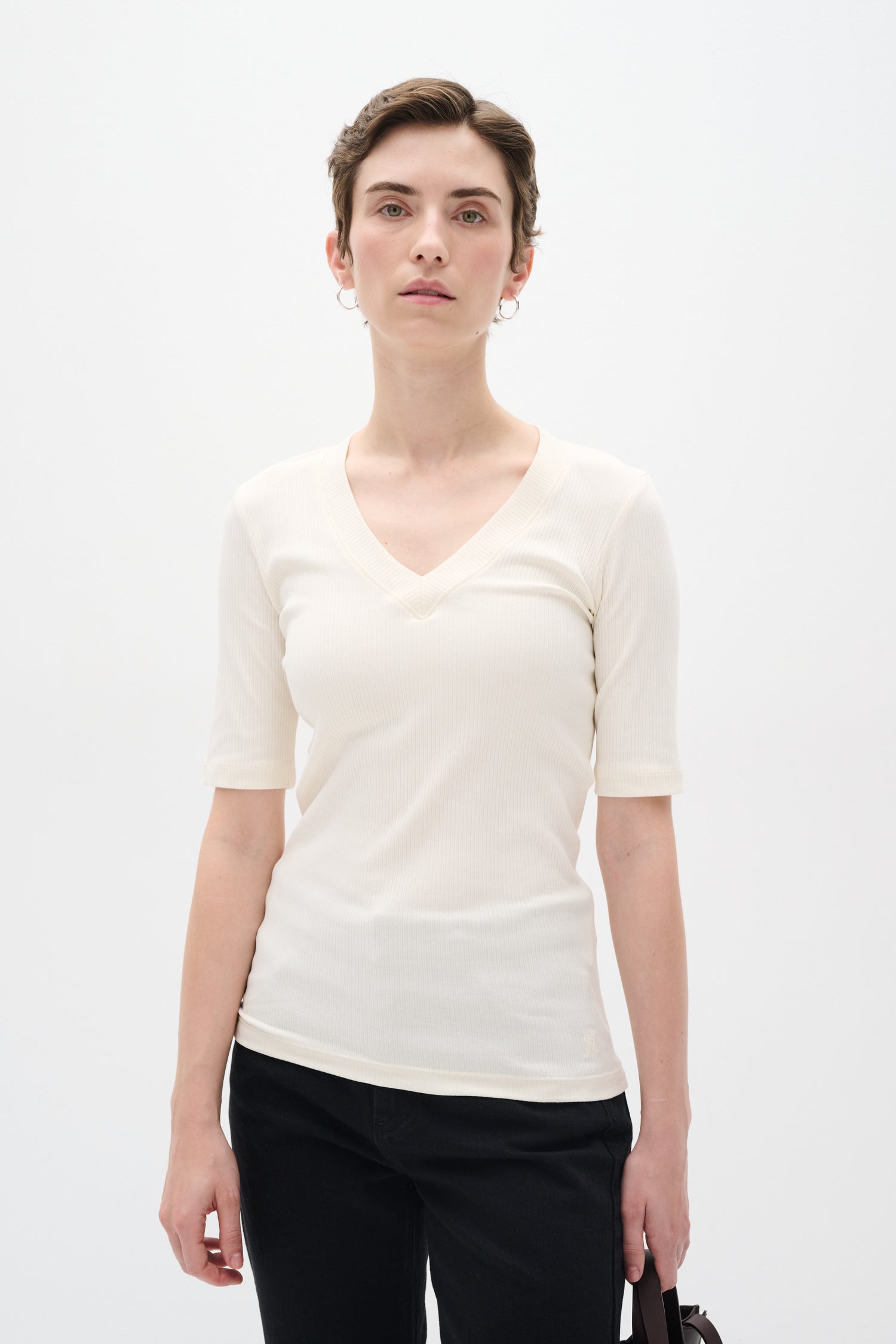 InWear Dagna V-Neck T-Shirt in Whisper White