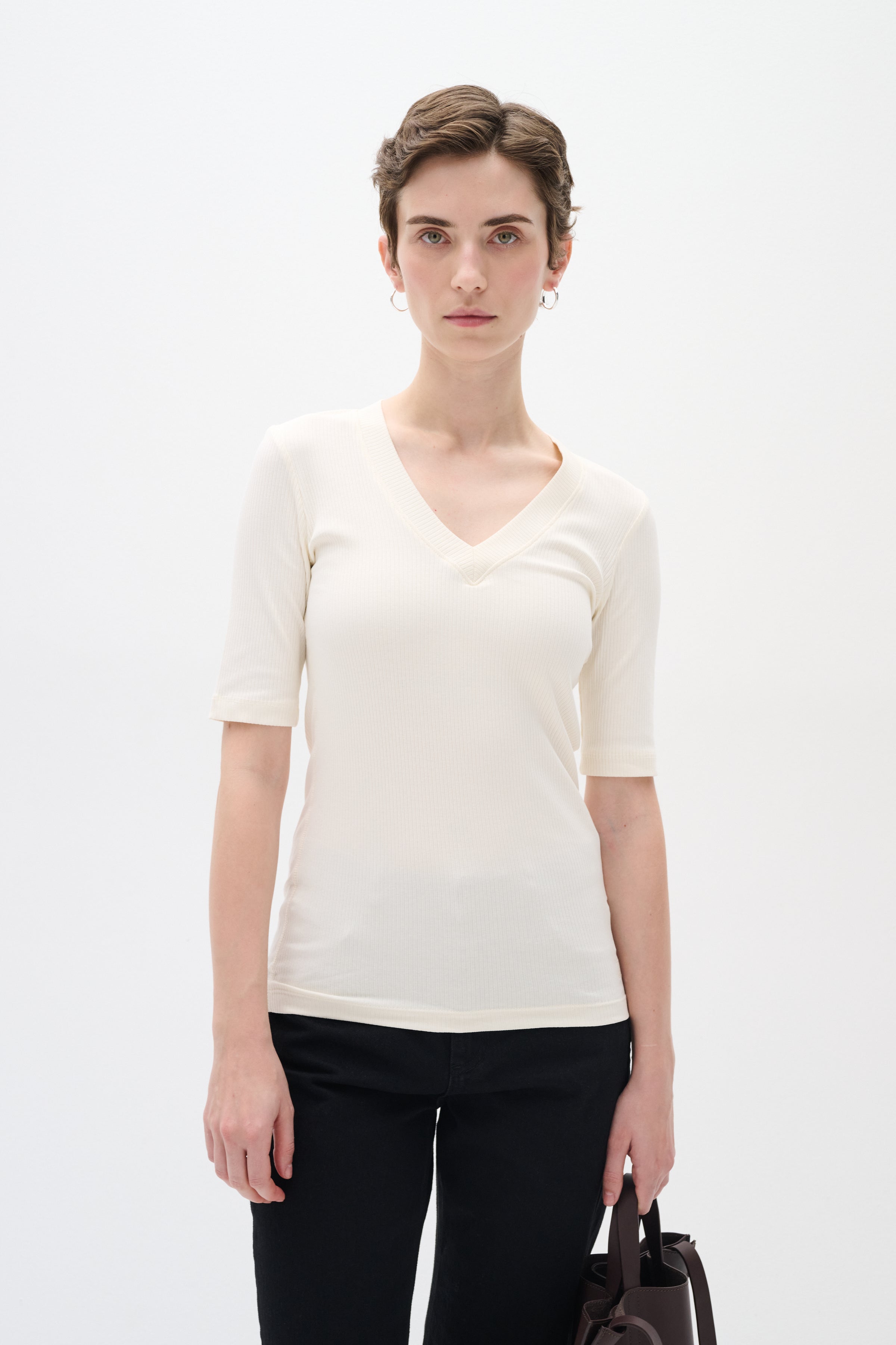 InWear Dagna V-Neck T-Shirt in Whisper White