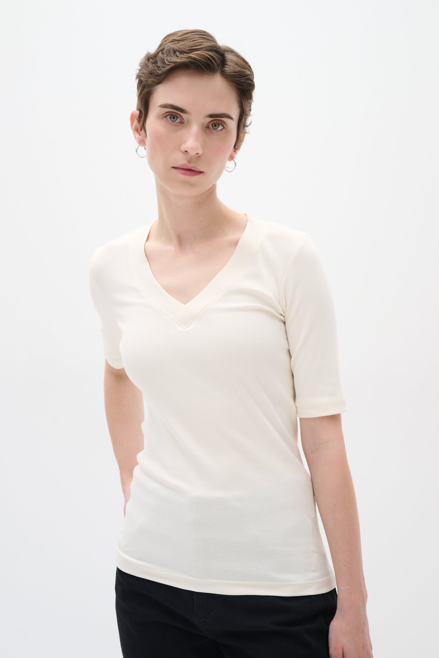 InWear Dagna V-Neck T-Shirt in Whisper White