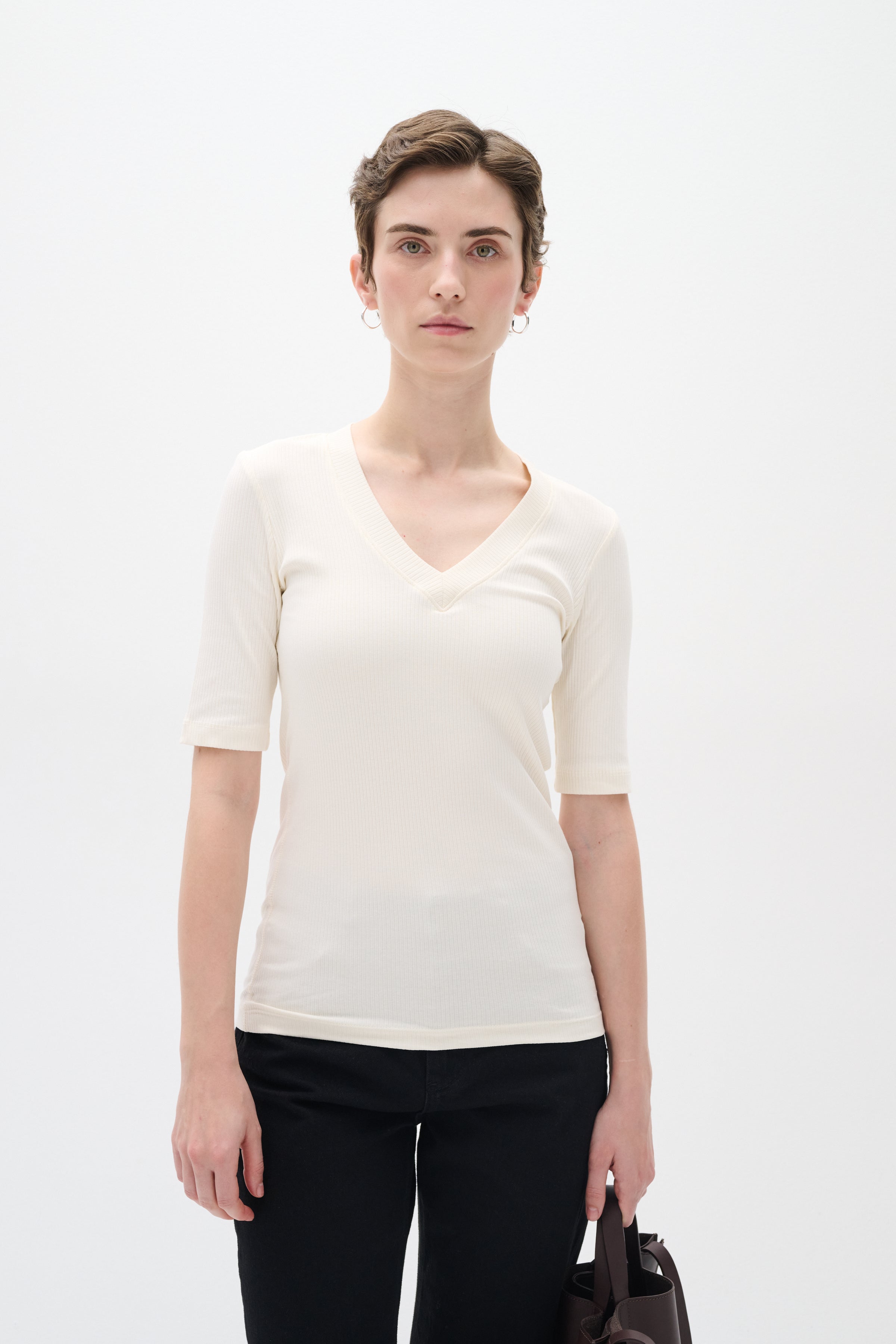 InWear Dagna V-Neck T-Shirt in Whisper White