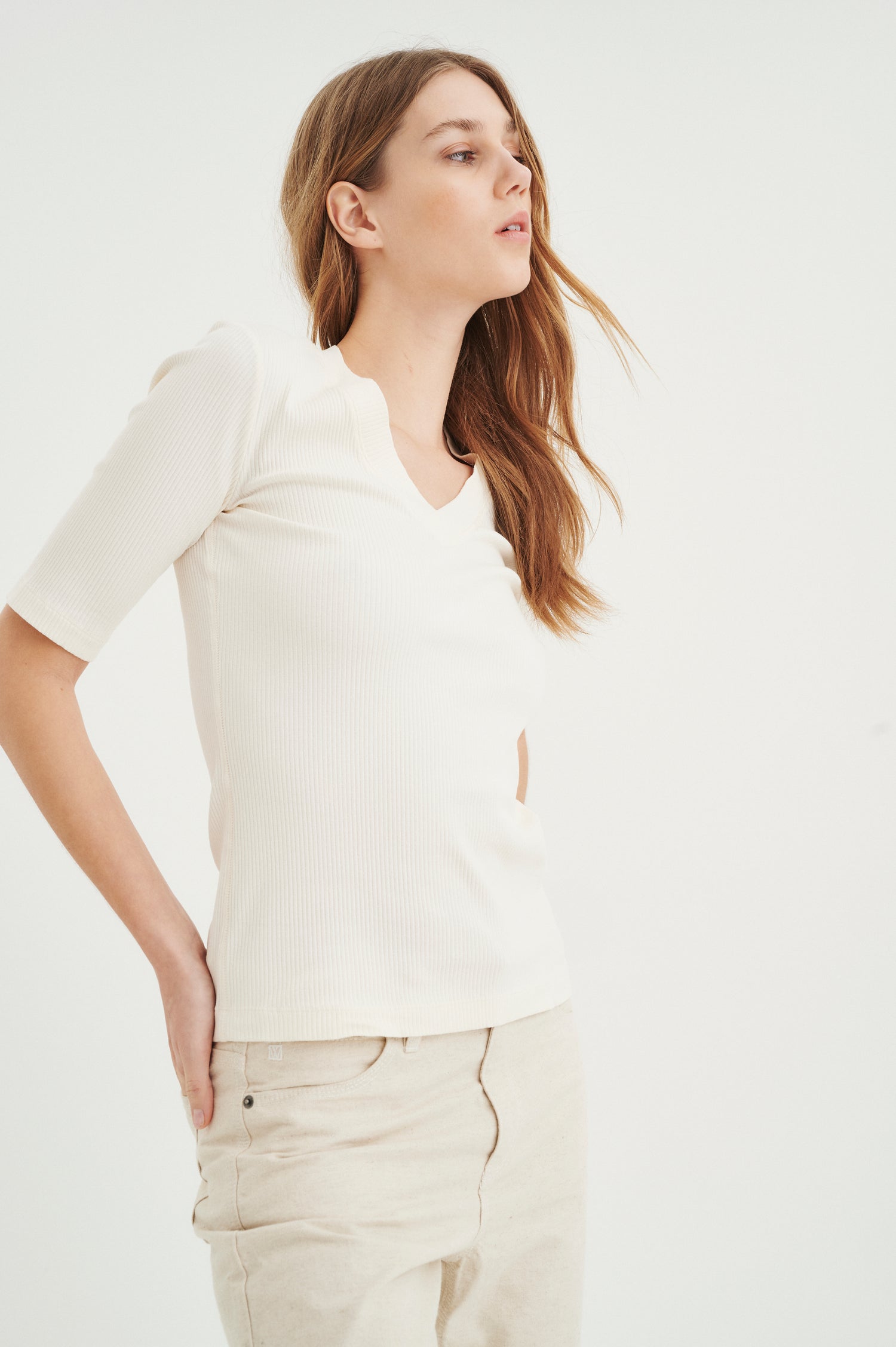 InWear Dagna V-Neck T-Shirt in Whisper White