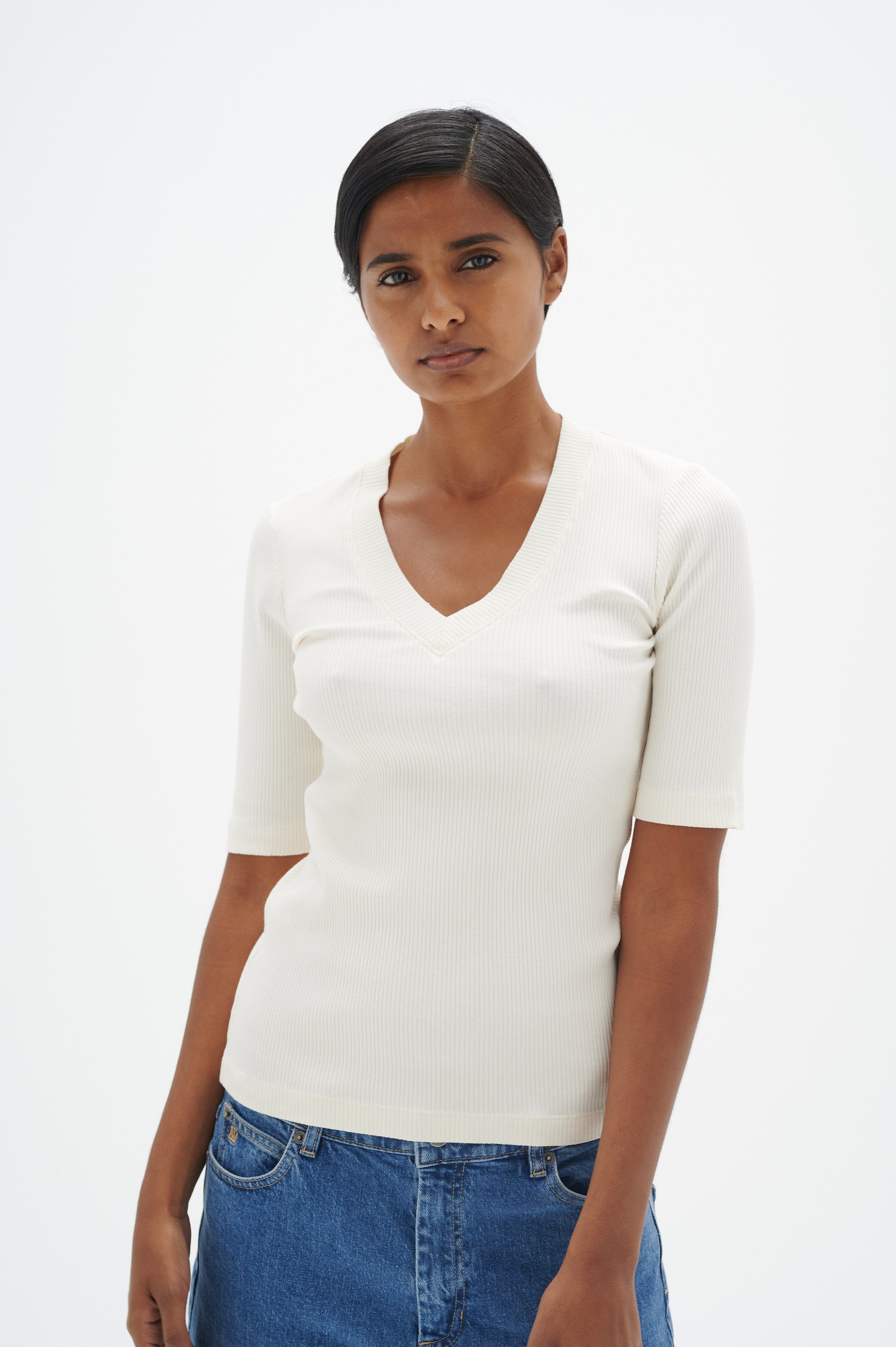 InWear Dagna V-Neck T-Shirt in Whisper White