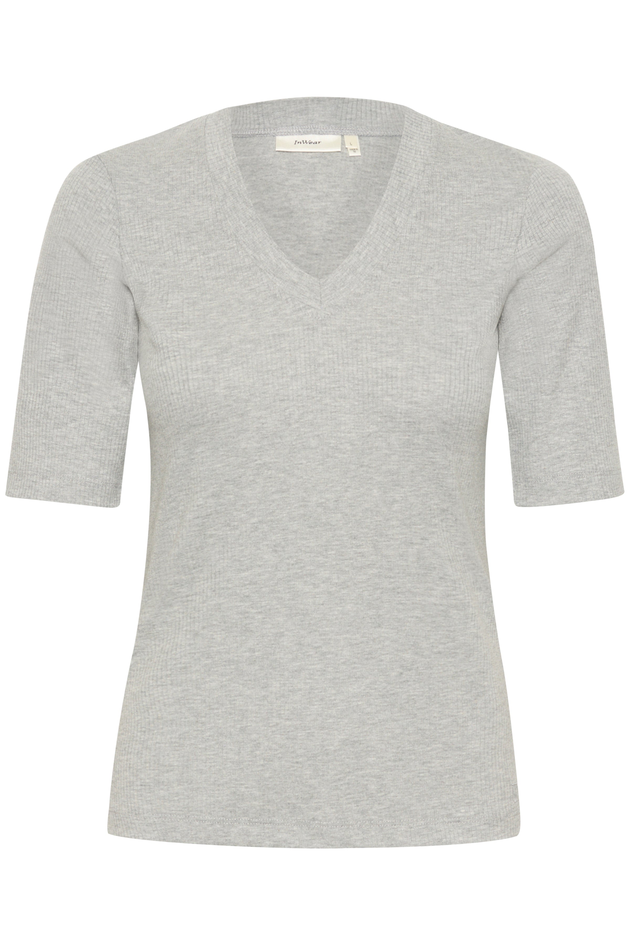 InWear Dagna V-Neck T-Shirt in Granite Melange