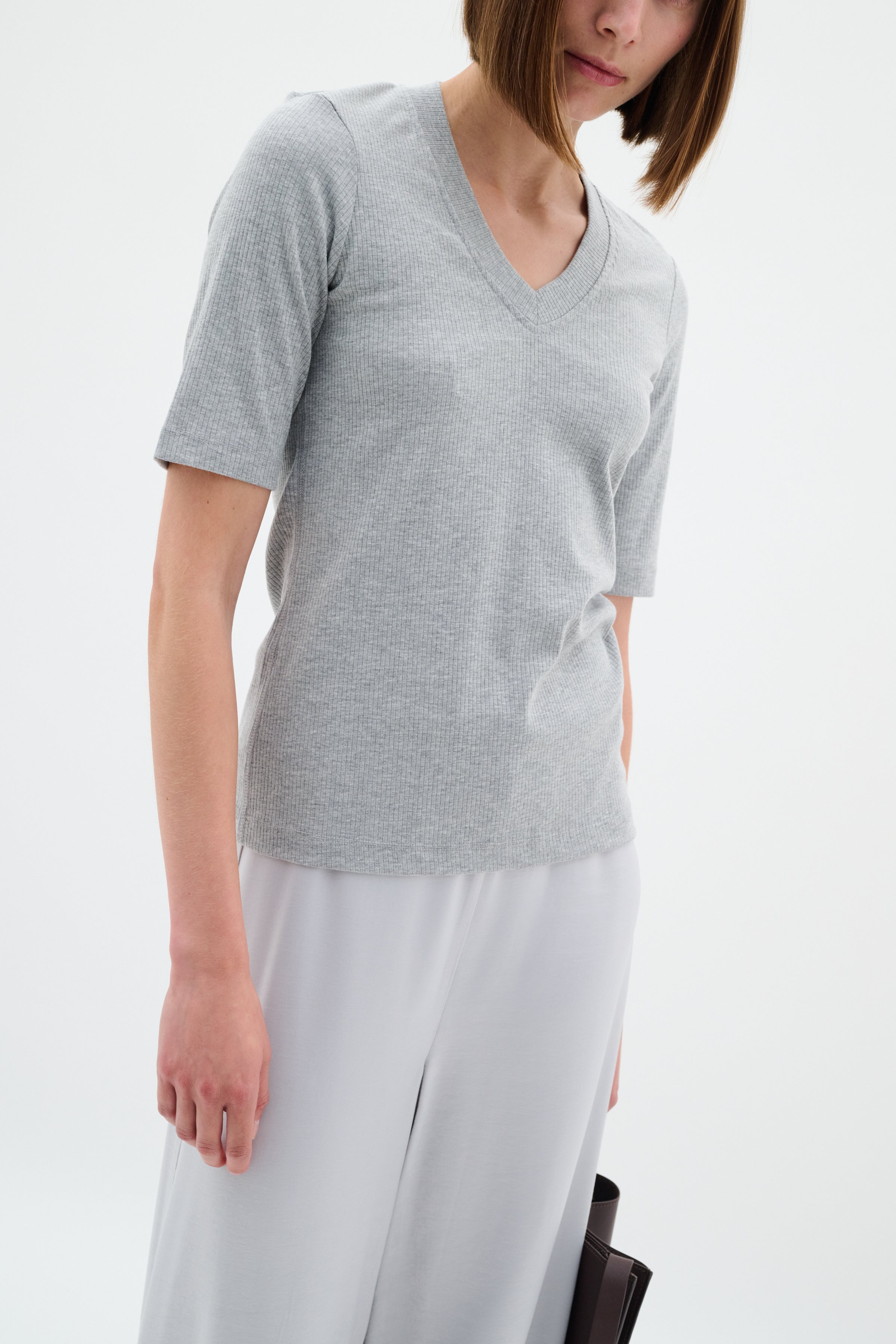 InWear Dagna V-Neck T-Shirt in Granite Melange