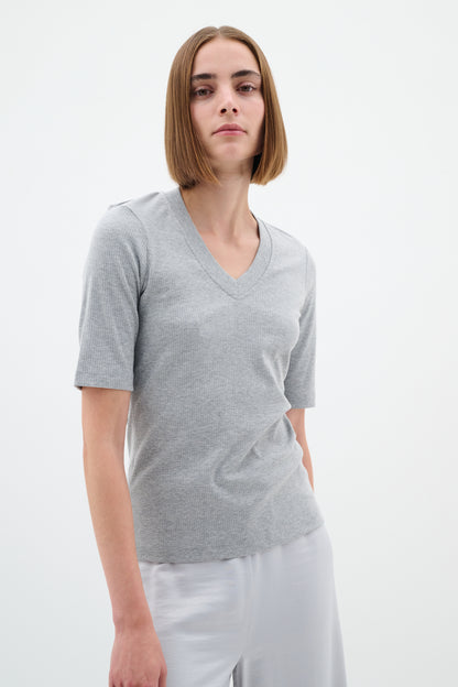 InWear Dagna V-Neck T-Shirt in Granite Melange