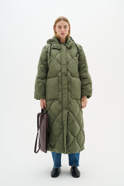 Inwear Luisa Diamond Quilt Down Coat in Green