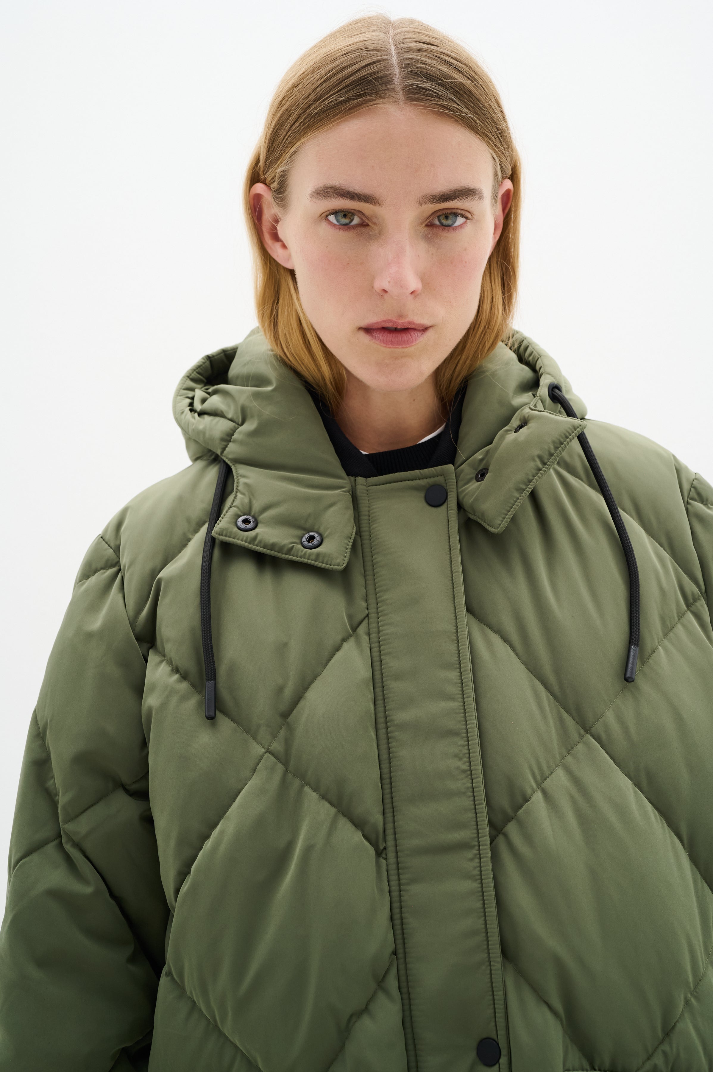 Inwear Luisa Diamond Quilt Down Coat in Green