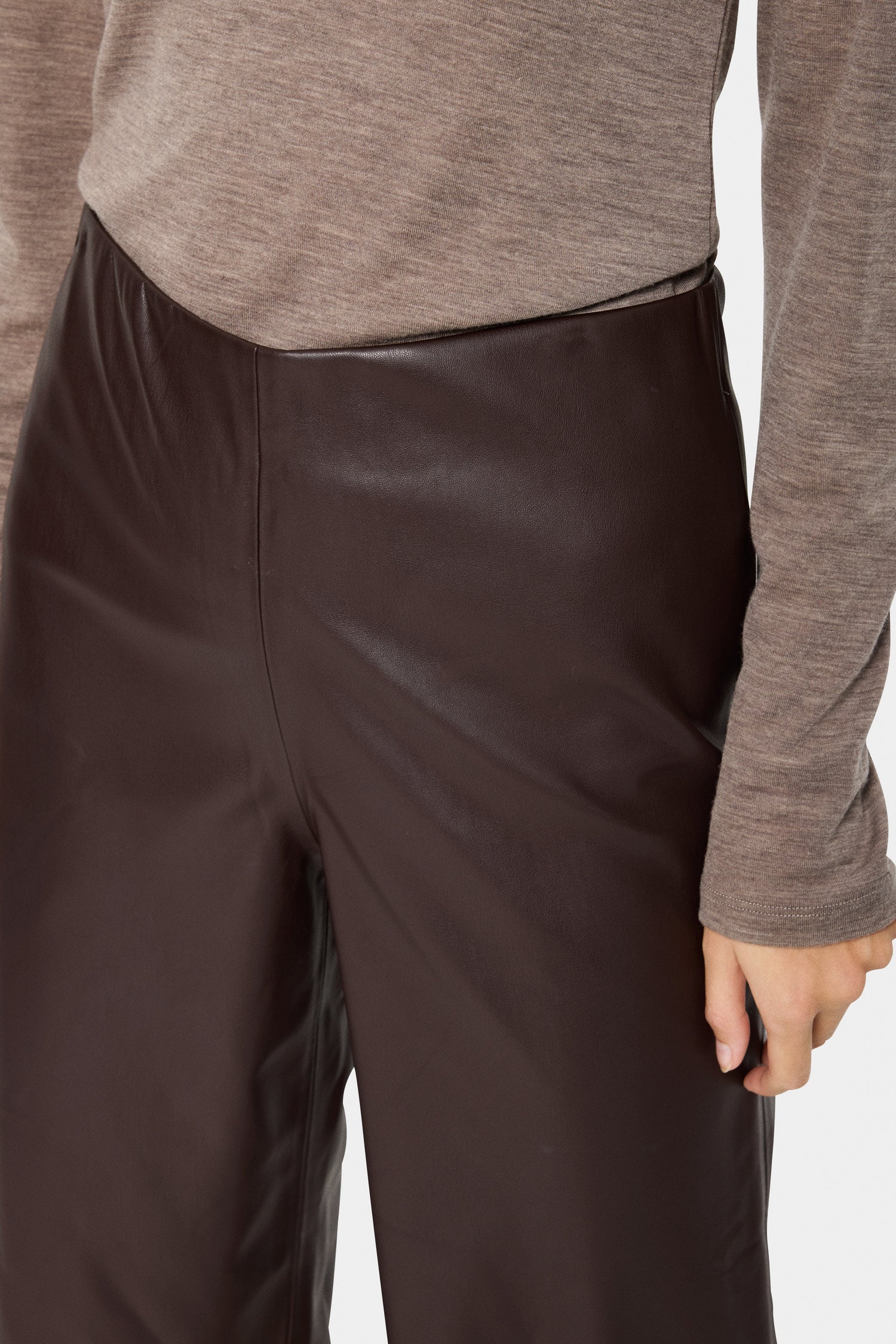 Saint Dowie Leather Wide Leg Faux leather Ankle Pant in Rain Drum