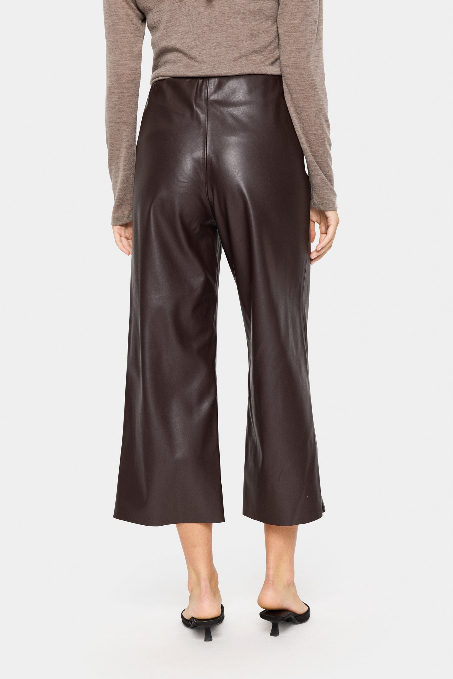 Saint Dowie Leather Wide Leg Faux leather Ankle Pant in Rain Drum