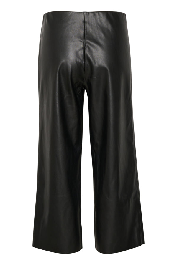 Saint Dowie Leather Wide Leg Faux leather Ankle Pant in Black