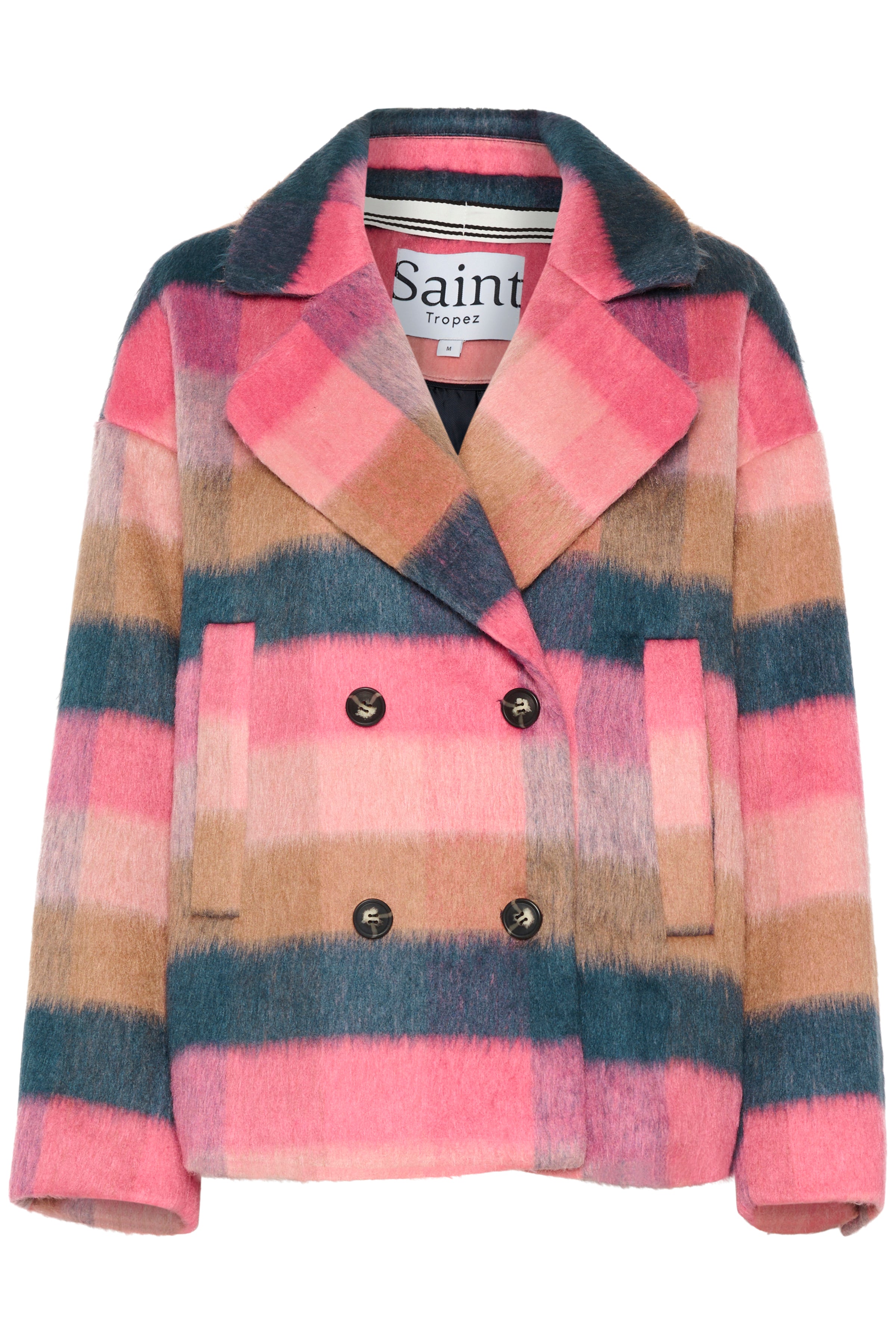 Saint Tropez Fearn Plaid Coat in Pink Power