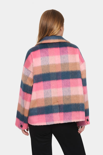 Saint Tropez Fearn Plaid Coat in Pink Power