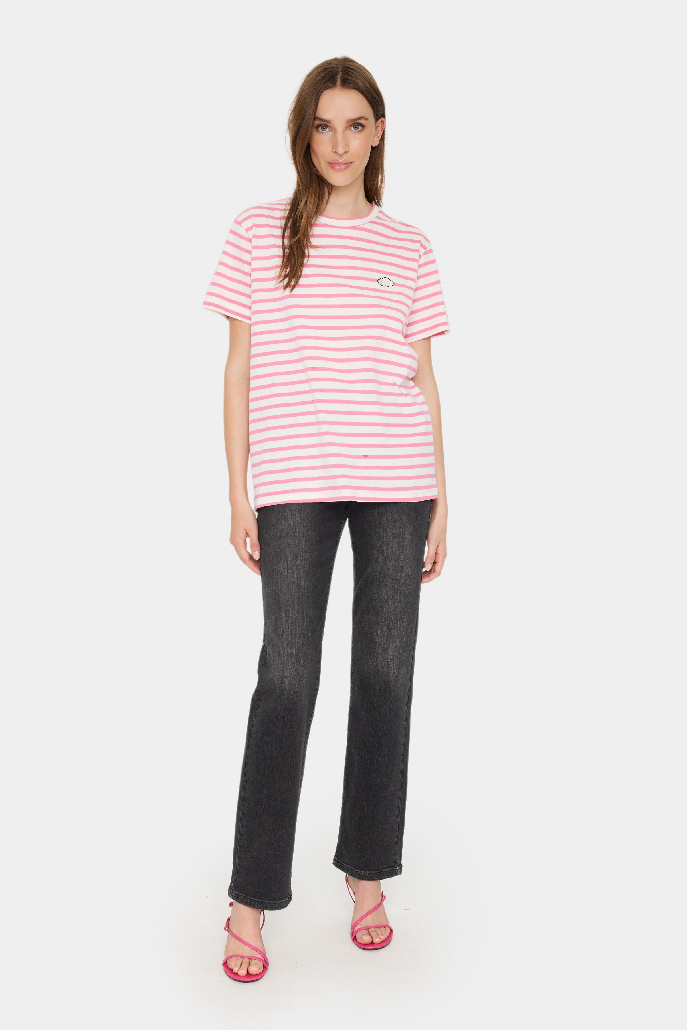 Saint Tropez Ganika Cotton T-Shirt in Chateau Rose Stripe