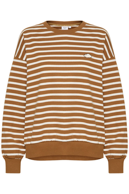 Saint Tropez Gila Striped Sweatshirt in Nuthatch