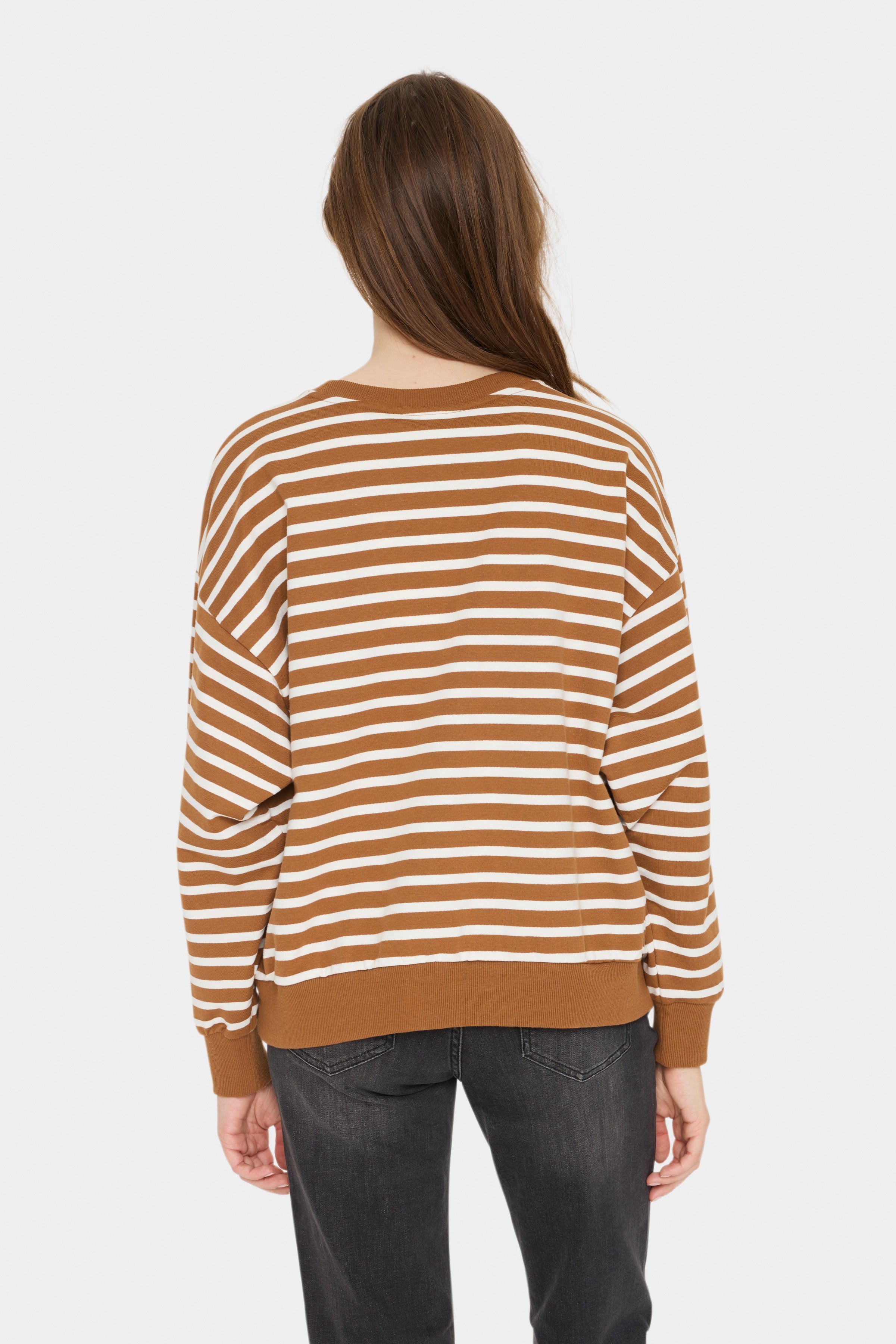 Saint Tropez Gila Striped Sweatshirt in Nuthatch