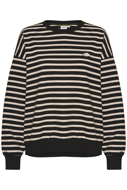 Saint Tropez Gila Striped Sweatshirt in Black