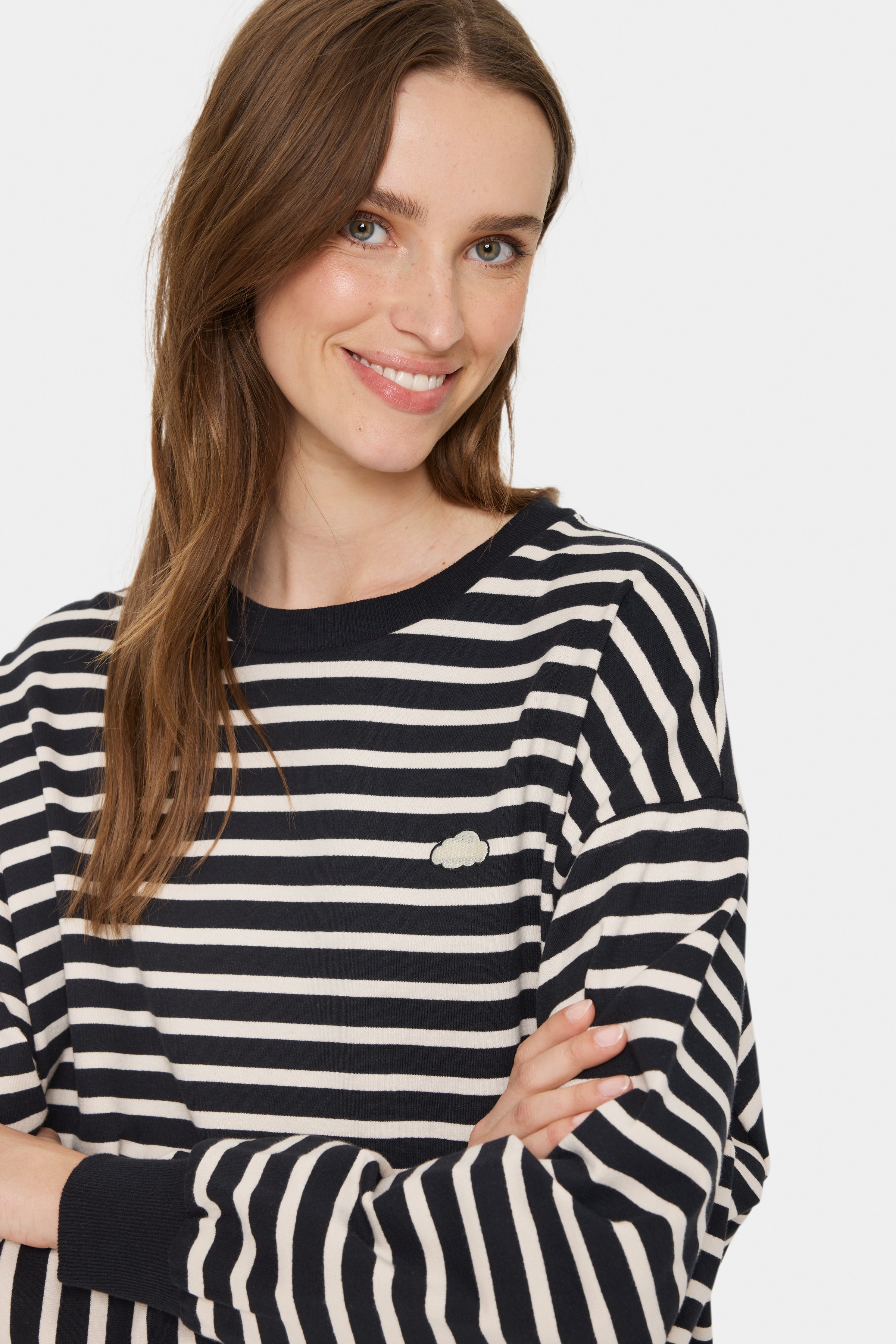 Saint Tropez Gila Striped Sweatshirt in Black