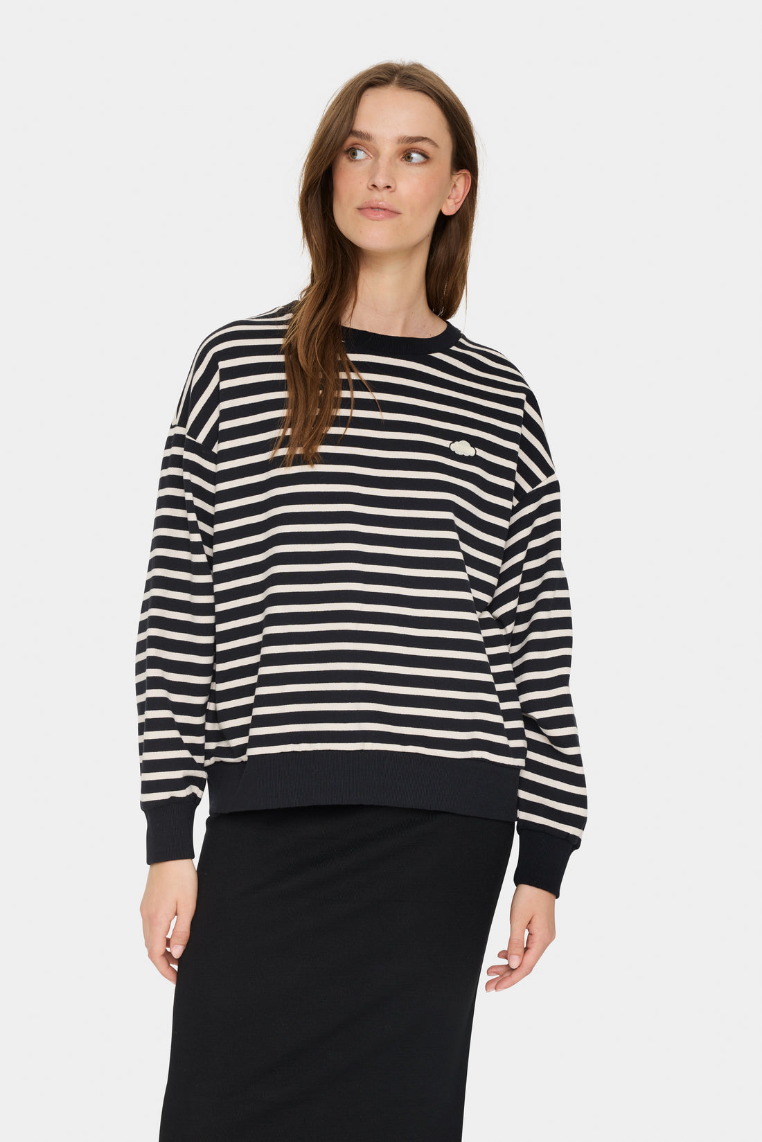 Saint Tropez Gila Striped Sweatshirt in Black