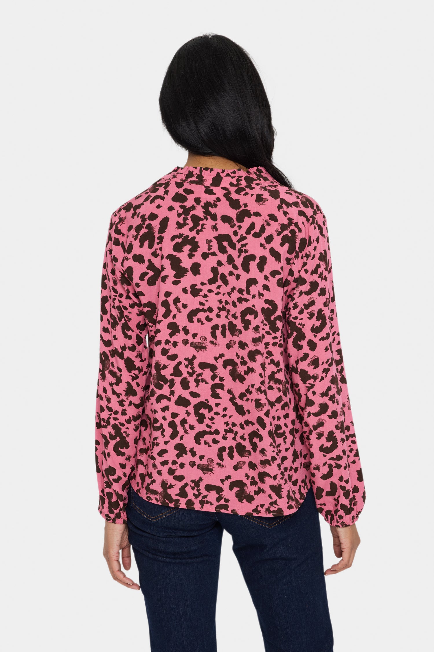 Saint Tropez Eda Blouse Top in Chateau Rose Animal Print