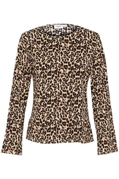 Saint Tropez Ilyssa Blouse Top in Black Leo Print