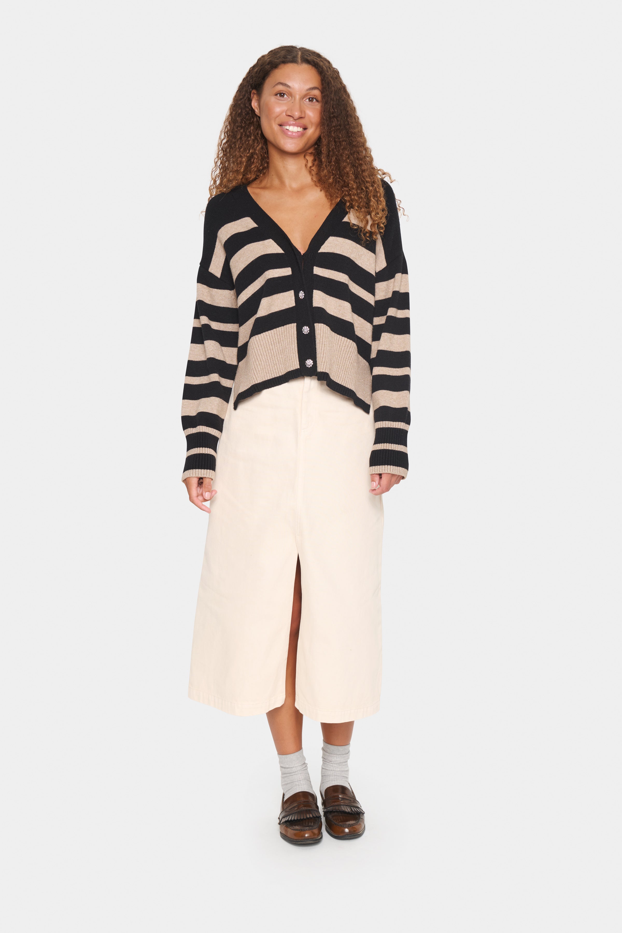 Saint Tropez Inette Striped Cardigan with Black Stripe