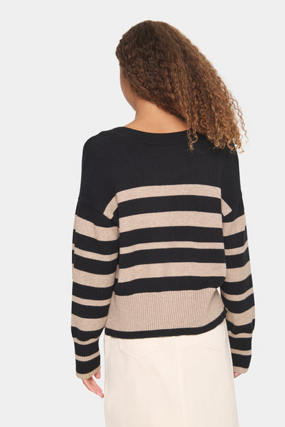 Saint Tropez Inette Striped Cardigan with Black Stripe