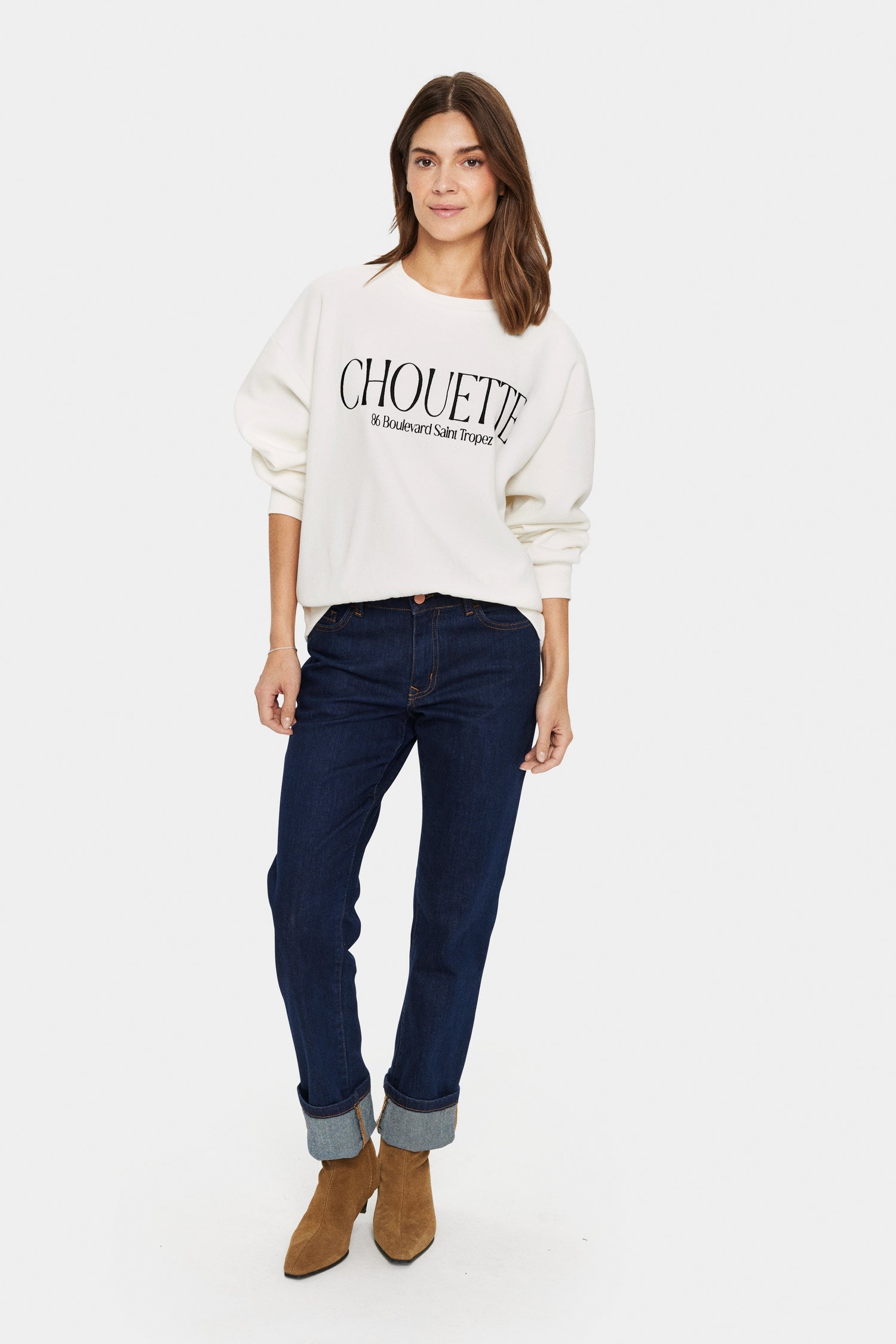 Saint Tropez Inez Slogan Sweatshirt in White