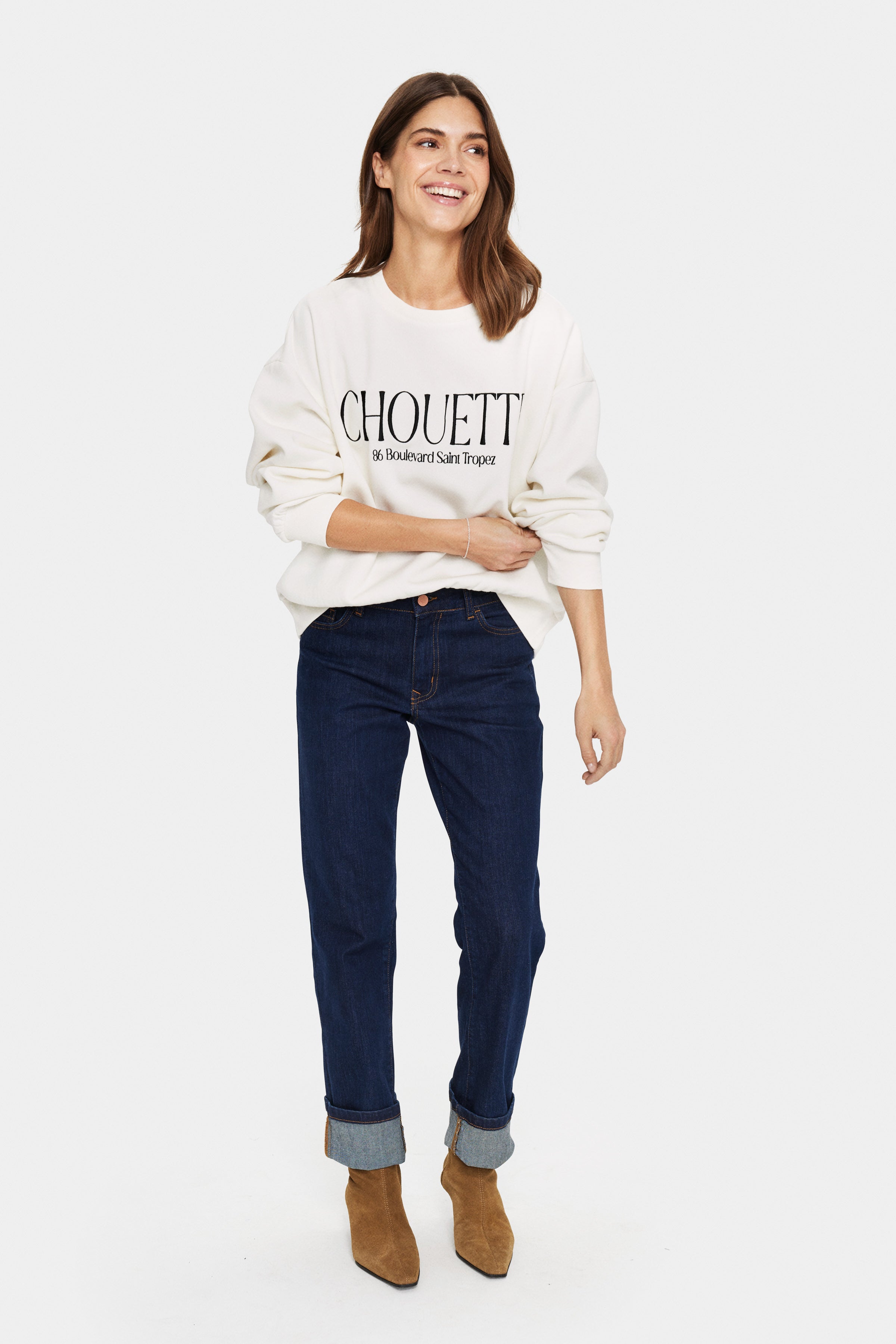 Saint Tropez Inez Slogan Sweatshirt in White