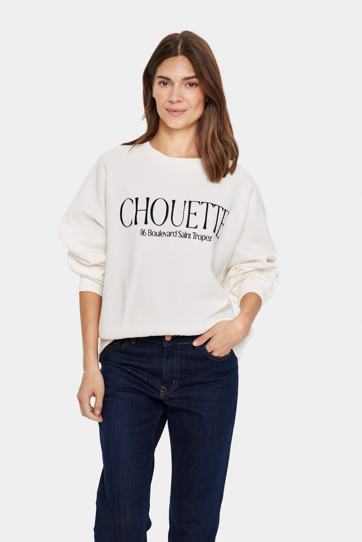 Saint Tropez Inez Slogan Sweatshirt in White