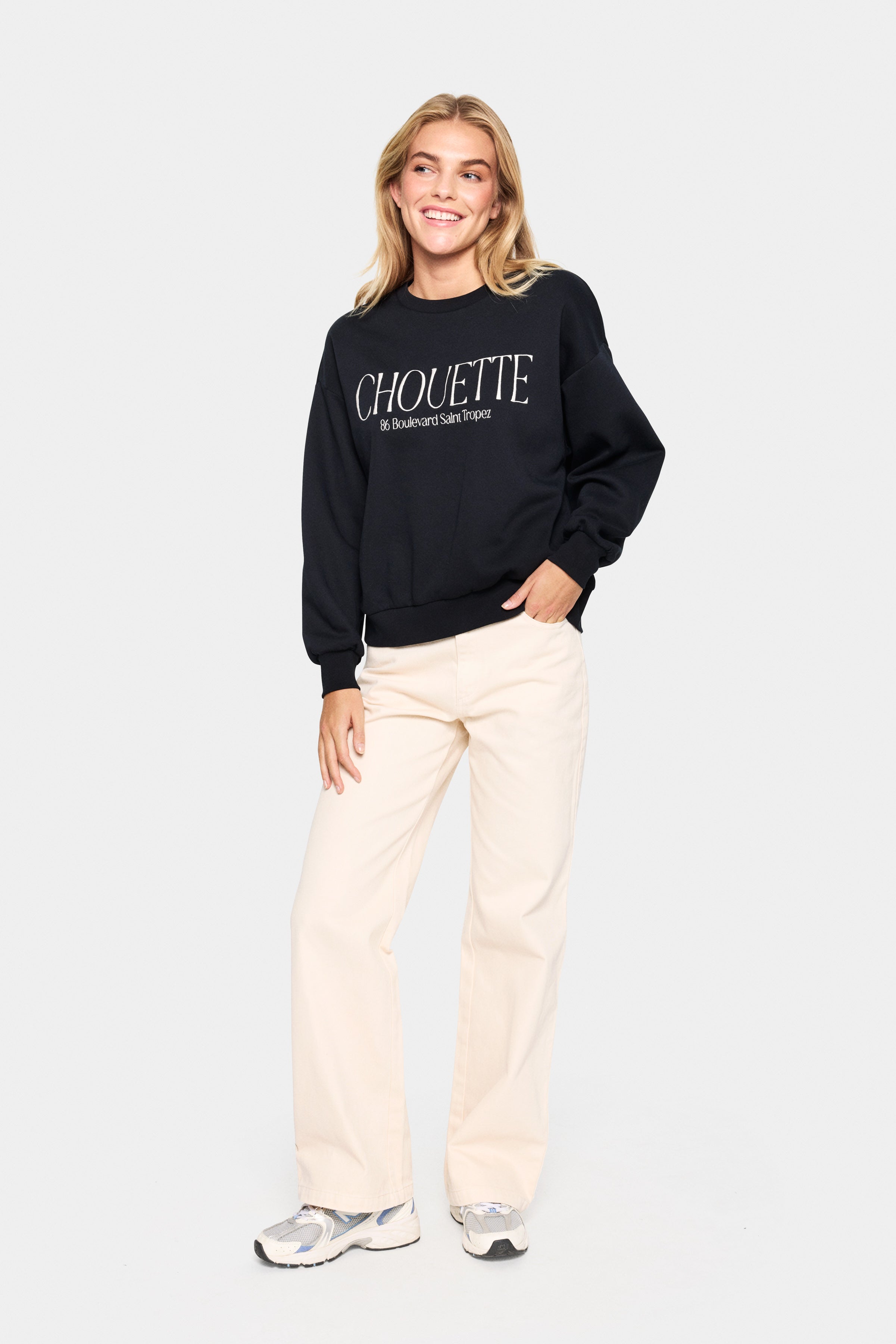 Saint Tropez Inez Slogan Sweatshirt in Black