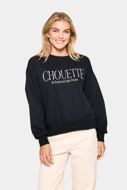 Saint Tropez Inez Slogan Sweatshirt in Black