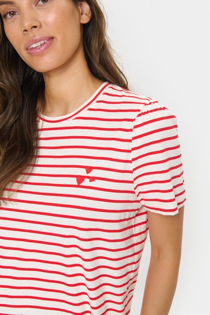 Saint Tropez Jucia T-Shirt in Flam Scarlet Stripe