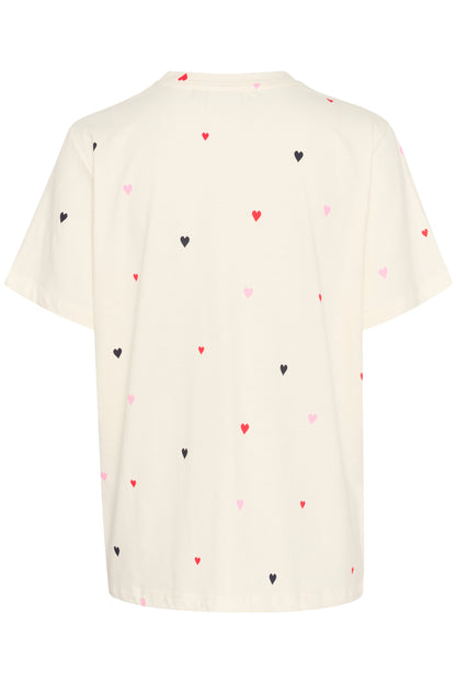 Saint Tropez Johanna T-Shirt in Ice with Multi Hearts