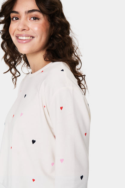 Saint Tropez Johanni Sweatshirt in Ice with Multi Hearts