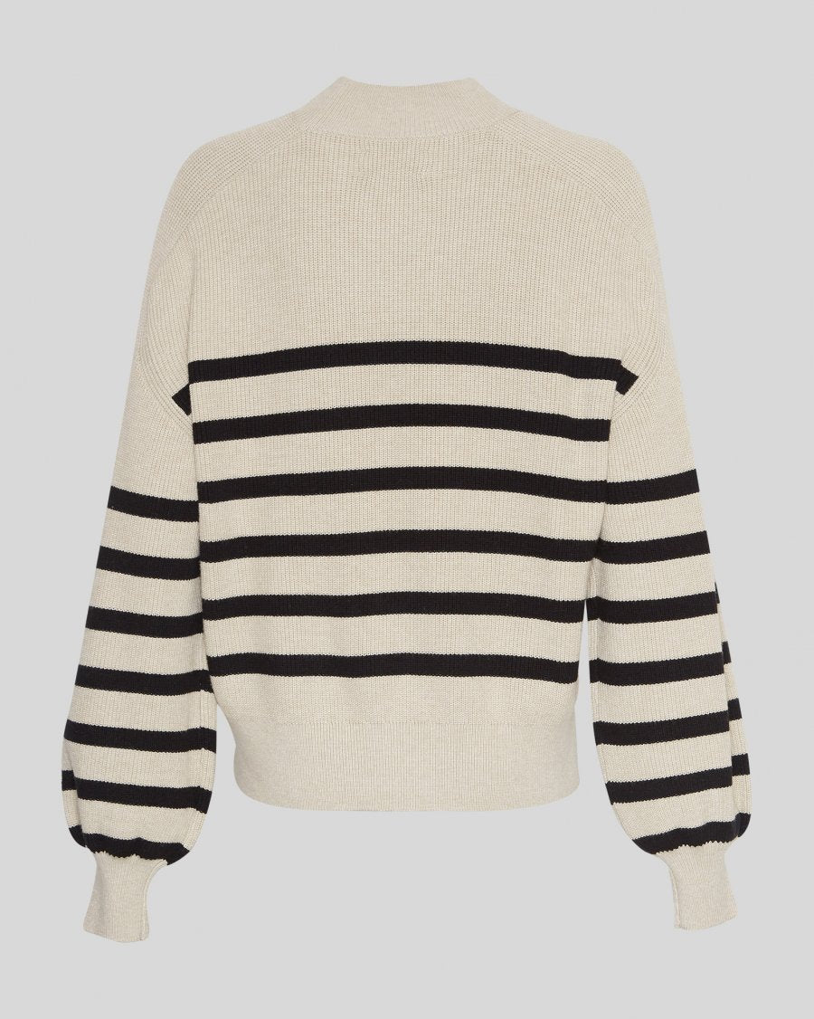 MSCH Maura Rachelle Ribbed Knit in Oatmeal with Black Stripes