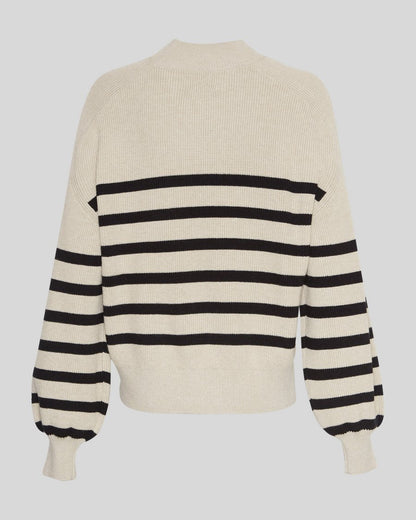 MSCH Maura Rachelle Ribbed Knit in Oatmeal with Black Stripes