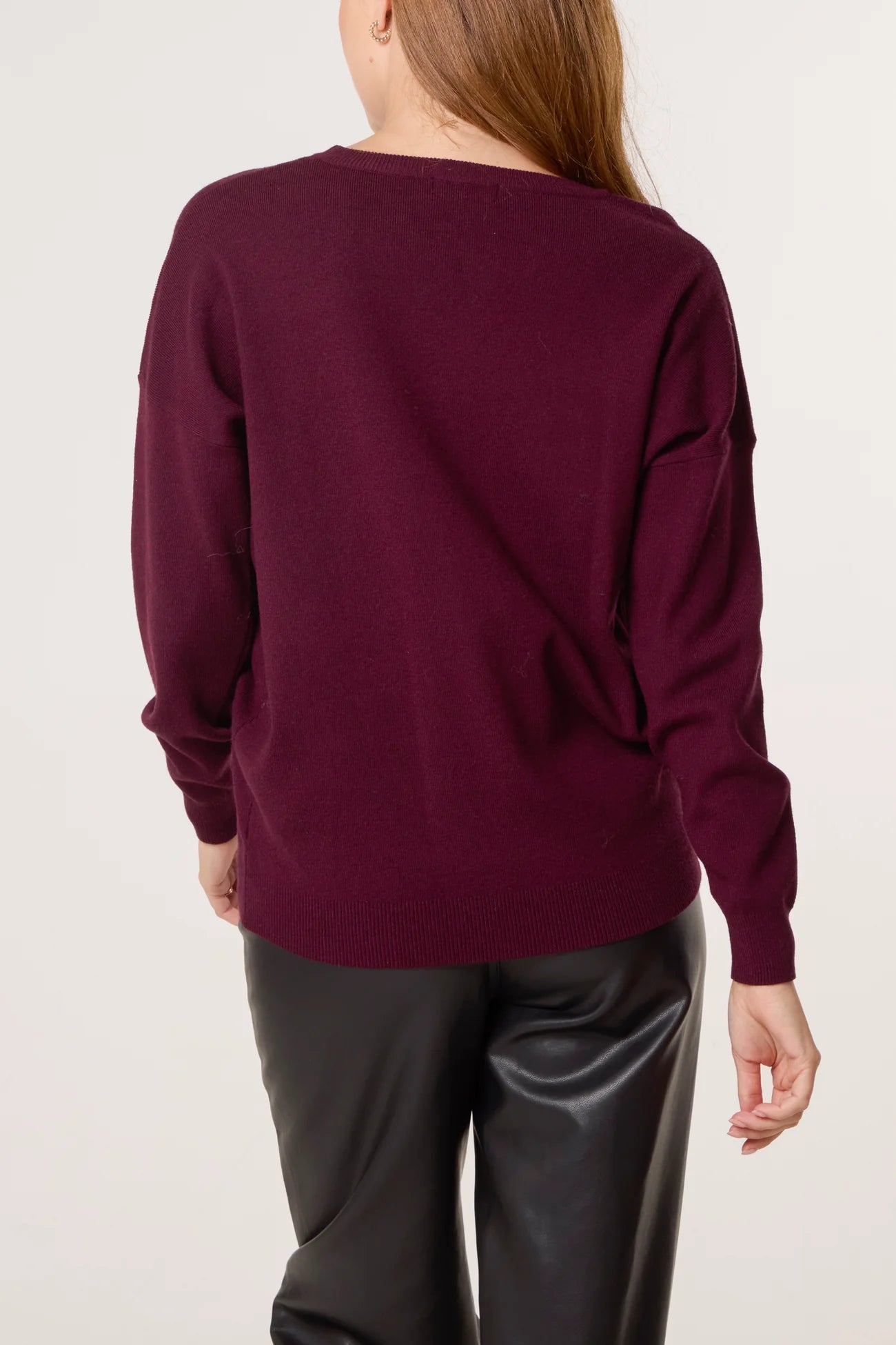 Hayley Crew Neck Fine Knit in Wine