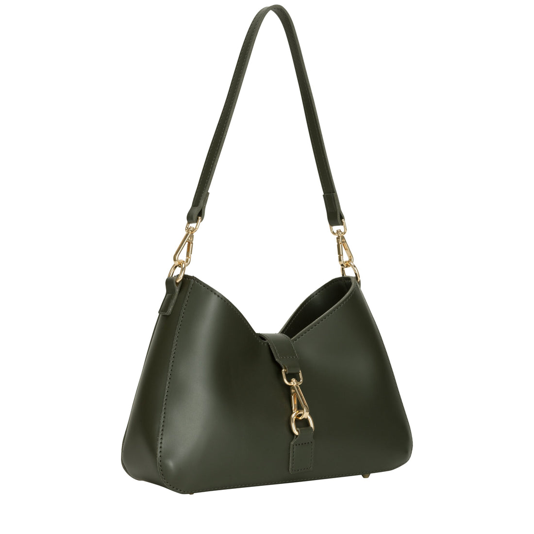 Shoulder Bag With Fastening Detail In Dark Green