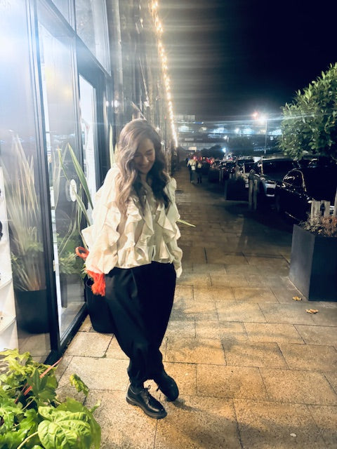 Lara Ruffle Top in Cream (ONE SIZE)