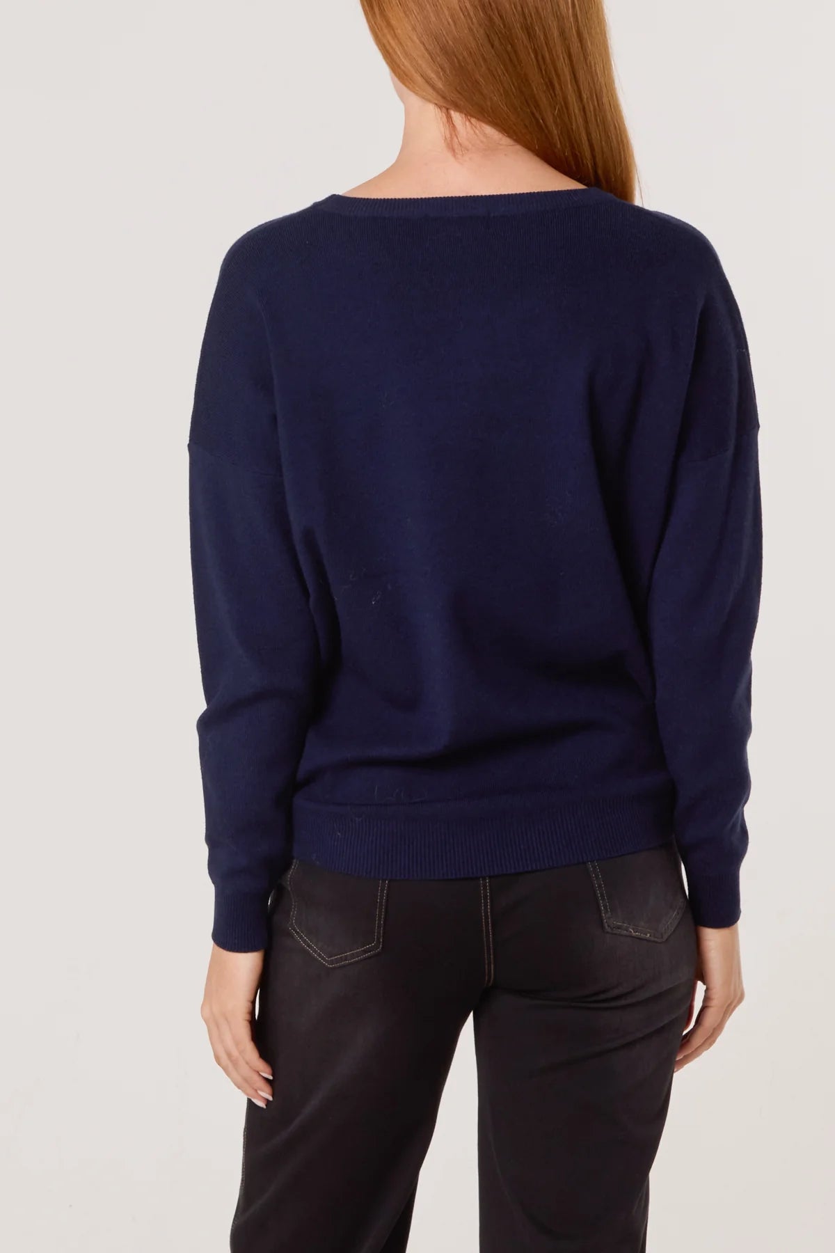 Hayley Crew Neck Fine Knit in Navy