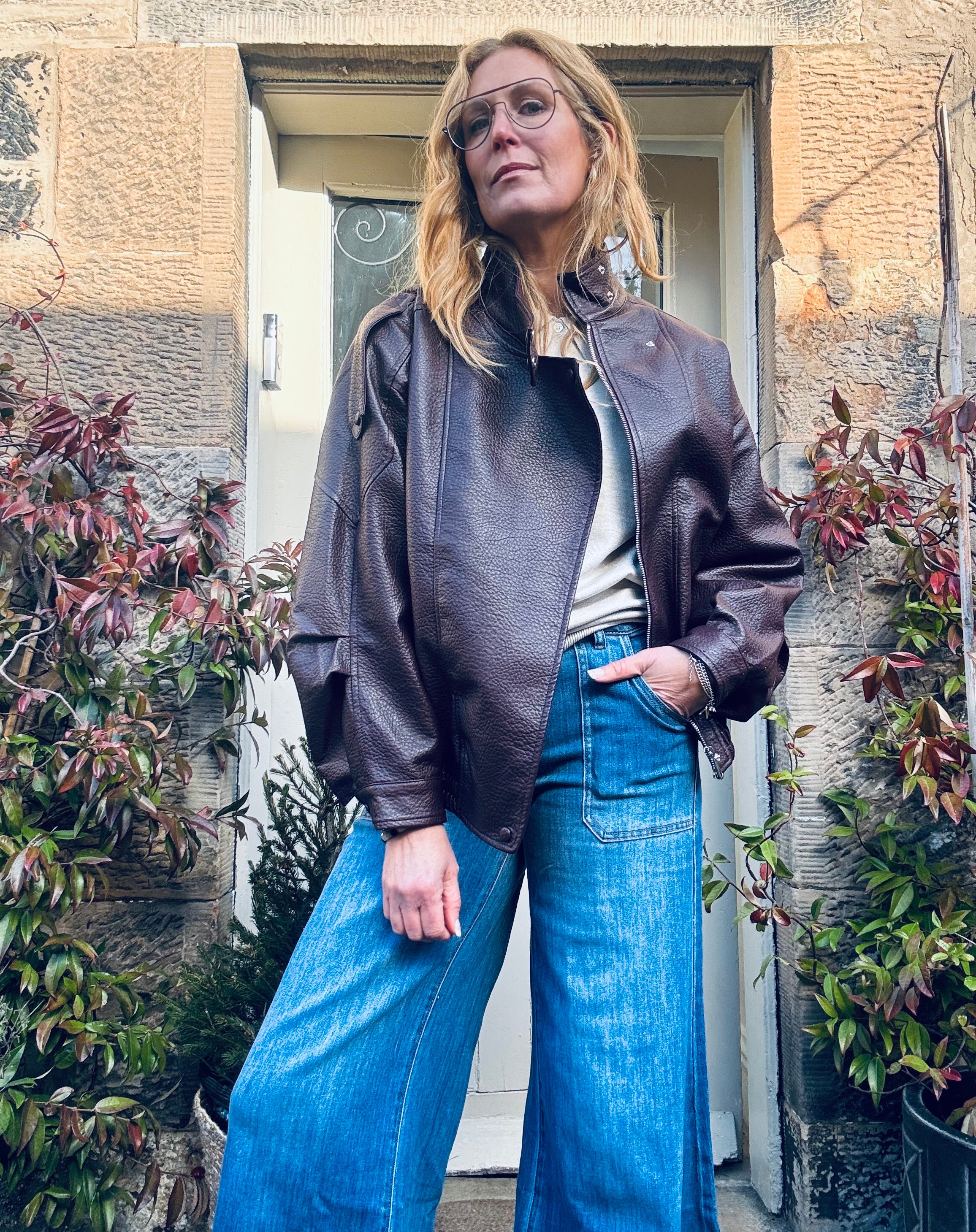 Burgundy Faux Leather Jacket