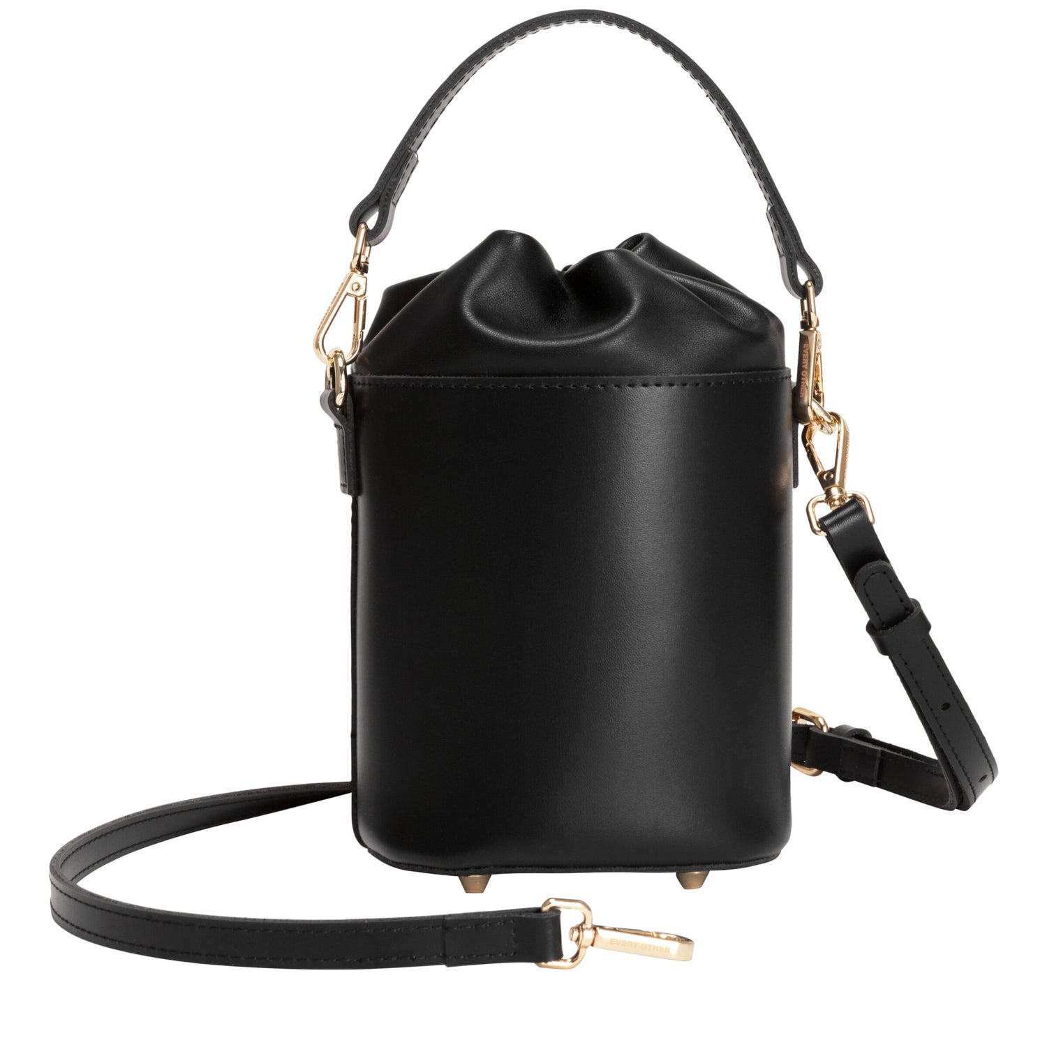 Small Cylinder Drawstring Bag In Black